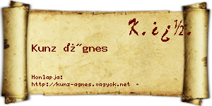Kunz Ágnes névjegykártya
